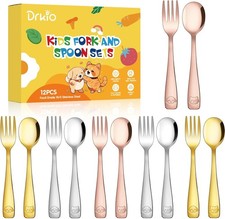 Stainl Steel Toddler Utensils Set - 12 Pieces Kids Sierware Set