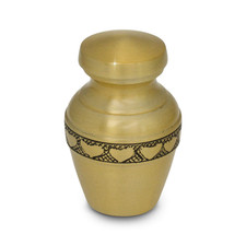 Small/Keepsake 4 Cubic Inch Hearts Ring Brass Cremation Urn for Ashes