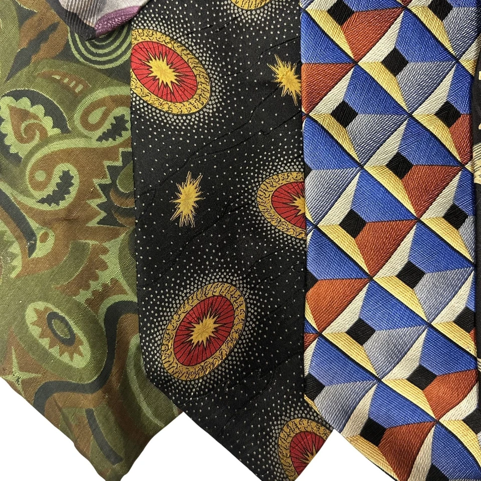 LOTE 10 corbatas vintage años 90 RESTRACTAS ART DECO corbatas geométricas SEDA Foto 3 de 4