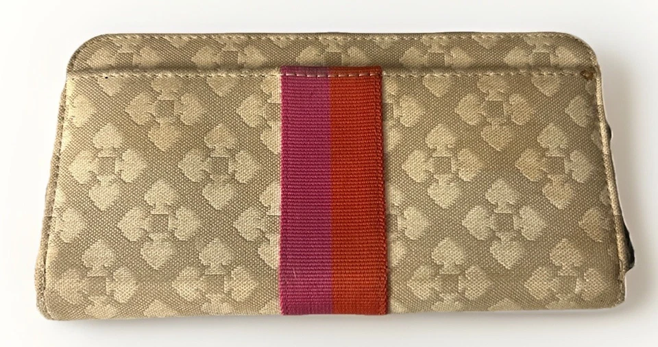Kate Spade Neda Signature Classic Dot Noel Beige Pink Red Zip Around Wallet - Image 3 of 4