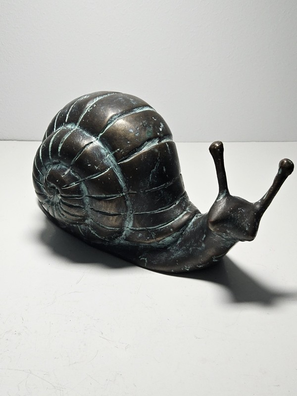 Vintage Used Bronze Snail Sculpture Figurine 7.5"×3.3"×3" Heavy 2.10lb