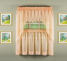 Emelia Kitchen Voile Sheer Curtain 60W x 36L Premium Soft Polyester 18 Colors