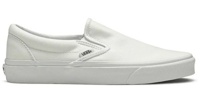 Vans Mens Classic Slip On Canvas Sneakers Shoes, Triple White, Choose Your Size