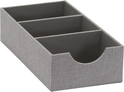 Grey 727-1 Deep 3 Section Drawer Organizer Box Storage 12 in x 6.13 in x 3.13 in