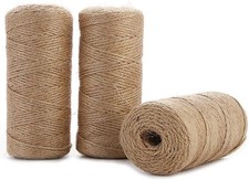 Jute Twine String Hemp Rope - 984 Feet 2mm 3ply Natural Burlap Cord Rolls 3 Pcs