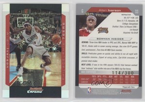 2004-05 Bowman Draft Chrome Refractor /300 Allen Iverson #33 HOF