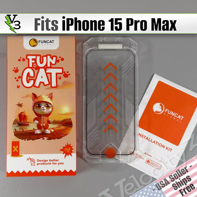 Screen Protectors for iPhone 15 Pro Max -3 Pack HD Clear | Easy Install | FUNCAT