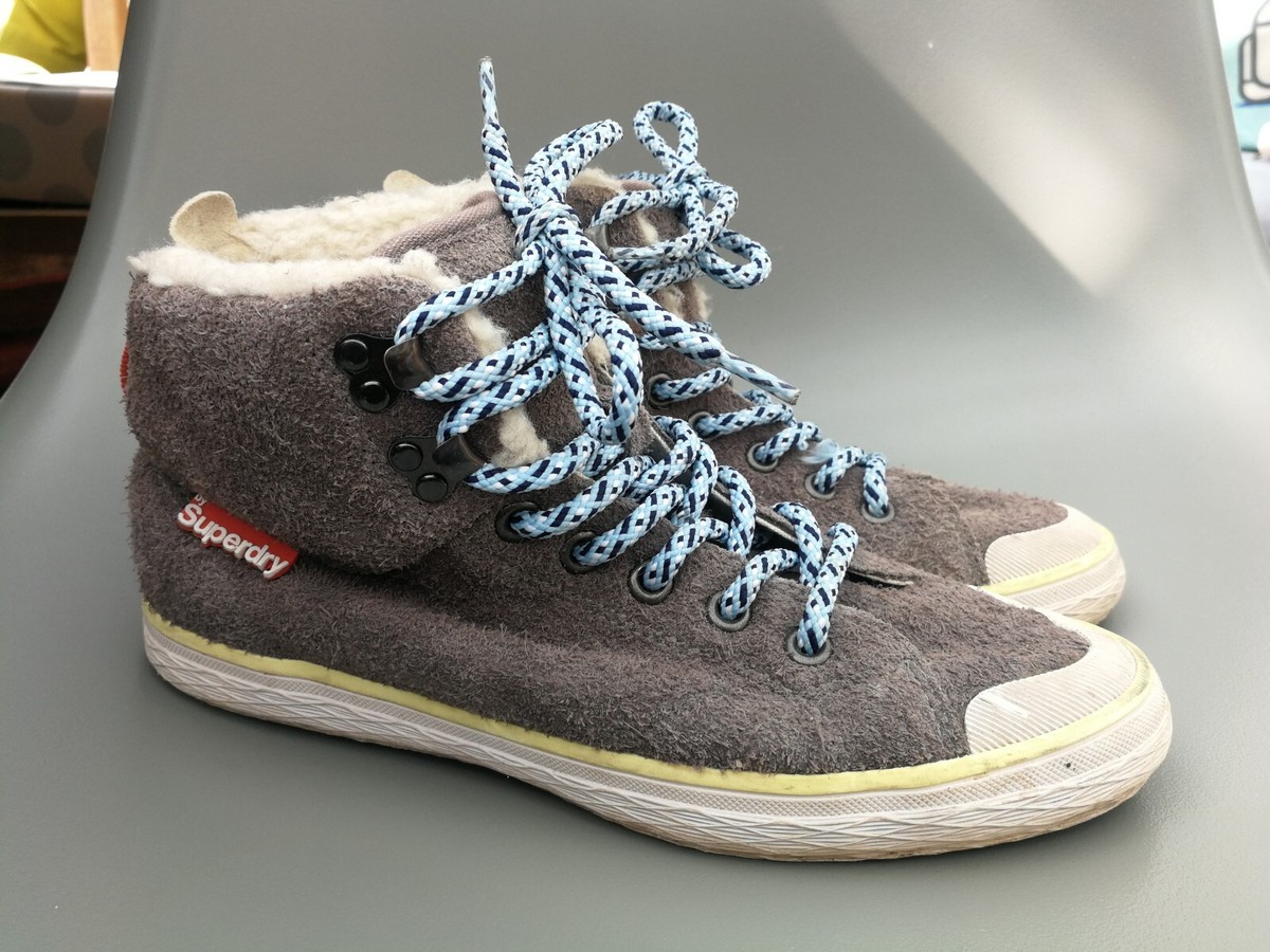 Size Superdry Trainers Pumps High Tops Grey with Blue