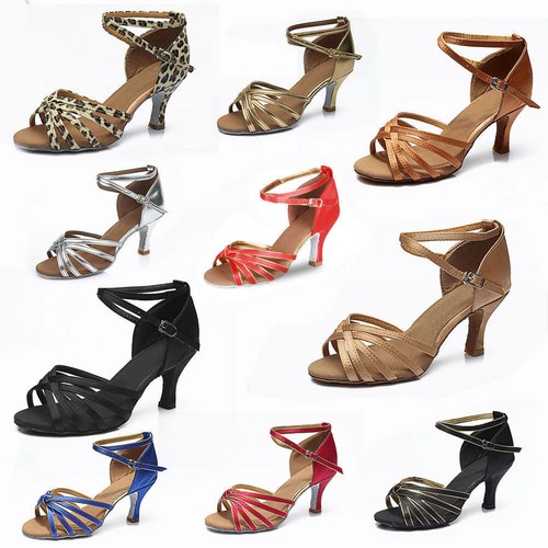 Niñas Mujeres Baile Tango Danza Latina Zapatos de Baile Tacón Salsa 11 Colores - Imagen 1 de 34