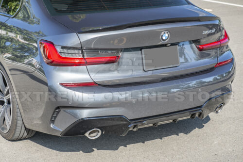 For 19-Up BMW G20 3-Series M-Sport GLOSSY BLACK Rear Bumper Round Tips Diffuser - Picture 1 of 10