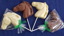 BELGIUM CHOCOLATE HORSE/S LOLLIPOP/PONIES/PONY/PARTY BAG FILLER/STOCKING FILLER