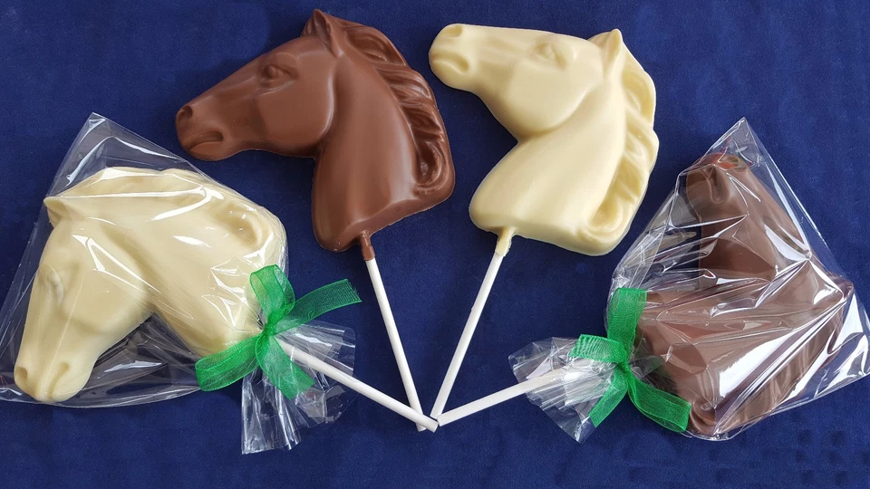 BELGIUM CHOCOLATE HORSE/S LOLLIPOP/PONIES/PONY/PARTY BAG FILLER/STOCKING FILLER