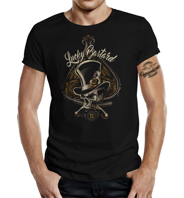 GASOLINE BANDIT T-Shirt Lucky Bastard Skull Totenkopf Skelett Shirt S - 4XL