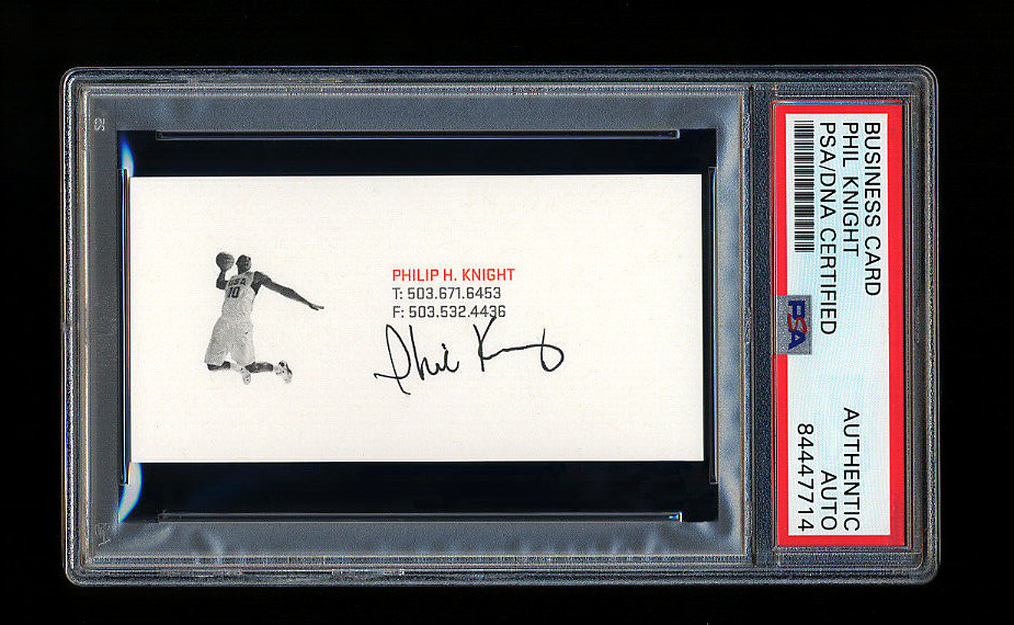PHIL KNIGHT NIKE CEO SIGNED BUSINESS CARD PSA/DNA AUTOGRAPHED KOBE BRYANT IMAGE