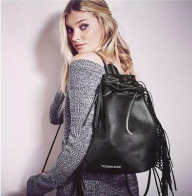 Victoria\'s Secret Limited Release Black Fringe Backpack Black Victorias Secret Fringe Backpack NO Zipper/... | Depop main image 2