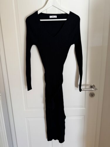 Langes schwarzes Stoff-Kleid Mango, Größe M, mit Schlitz