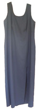 PATRA Woman's Long Classic Black Sleeveless Dress with Front Split-Size 14