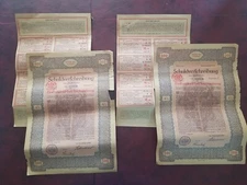 Lot of 2 Old WWI Germany Vintage 1912 German Schuldverschreibung 500 Mark  Bonds