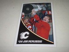 JIM PEPLINSKI AUTOGRAPHED CALGARY FLAMES STANLEY CUP POST CARD