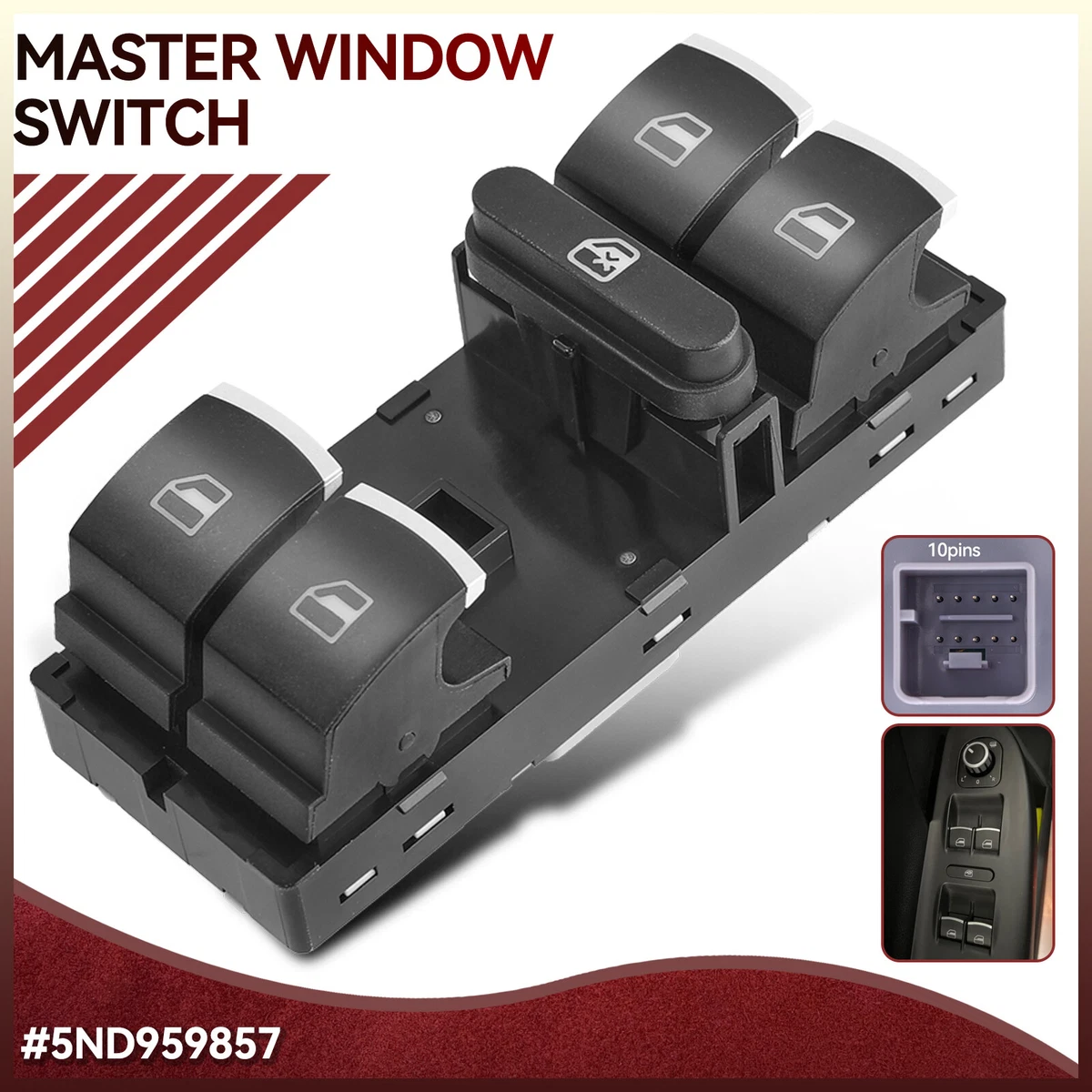 5ND959857 Electric Master Window Panel Switch For VW Passat Golf 