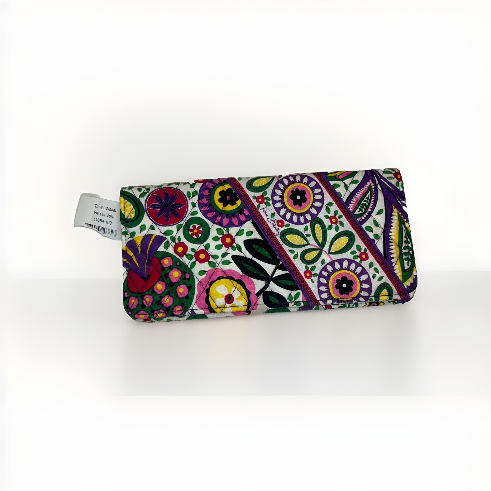 Vera Bradley Mod Flowers Quilted Accordion Wallet 9x4 NWOT