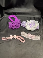 Vintage Baby Girl Headbands Hair Things Bows Wraps Floral Collection Lot 4 Pcs