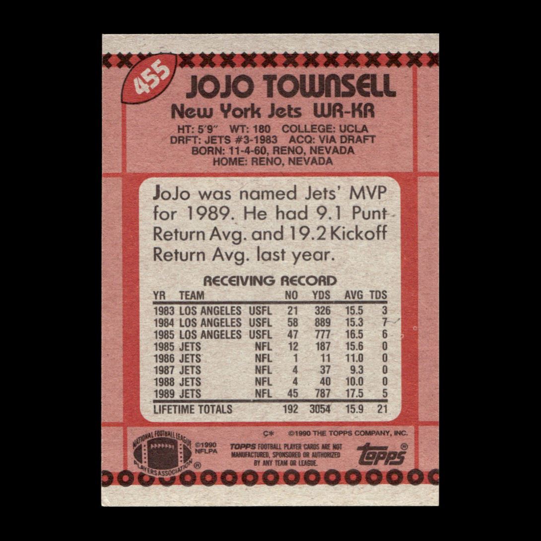 Jojo Townsell 1990 Topps New York Jets #455 R329K 72 | eBay