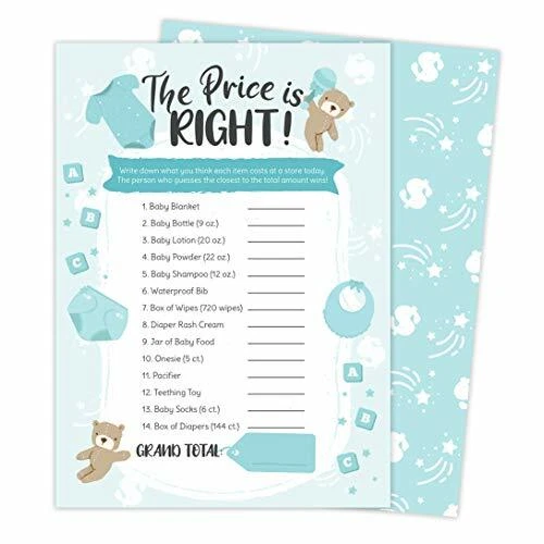 Price is Right Baby Shower Game Guessing Game Reveal 25ct Boy eBay