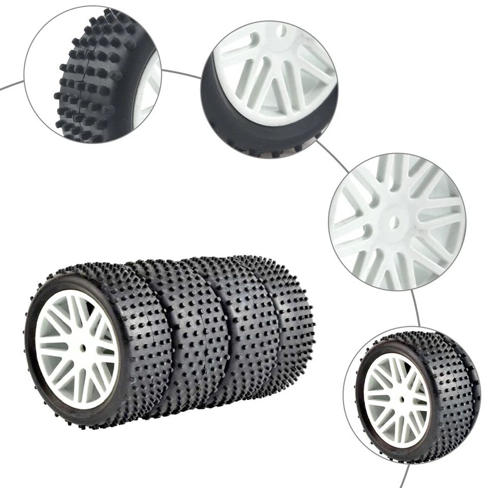 4pcs RC 1/10 Racing Tires and Wheels 12mm Hex For Tamiya  HPI HSP Off Road Car - Image 2 of 4