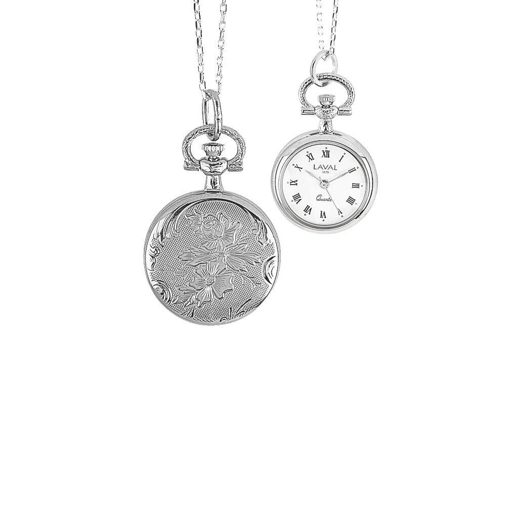 Montre pendentif pour femme motif fleur avec cha ne eBay