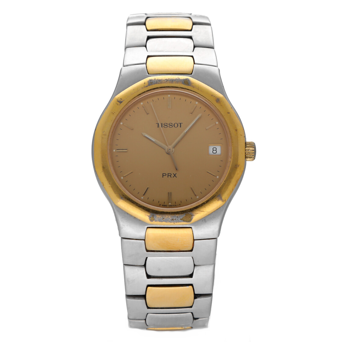 TISSOT PRX P580 メンズ クォーツ 腕時計 Tissot PRX P580G Champagne Dial Two Tone Stainless Steel 35mm