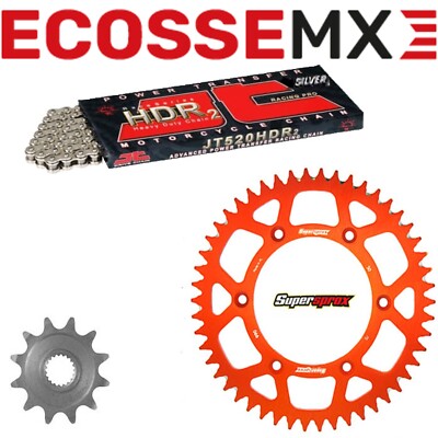 KTM EXC250 92-22 JT Silver HD Chain Renthal Supersprox Alloy Sprocket Kit