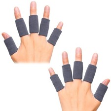 10pcs Finger Sleeves Protectors Thumb Brace Support Elastic Compression, Grey