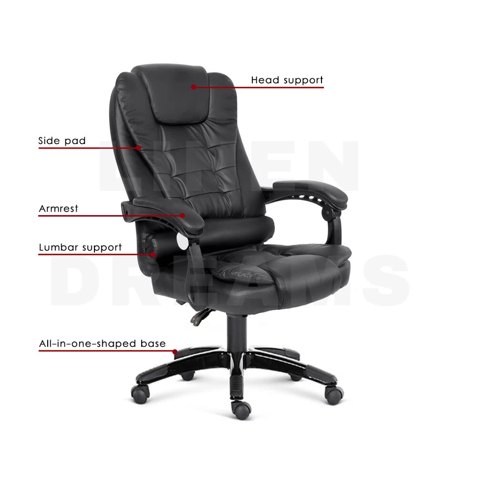Executive Massage Office Chair Premium PU Leather Recliner Computer Gaming Seat - image 4 of 4