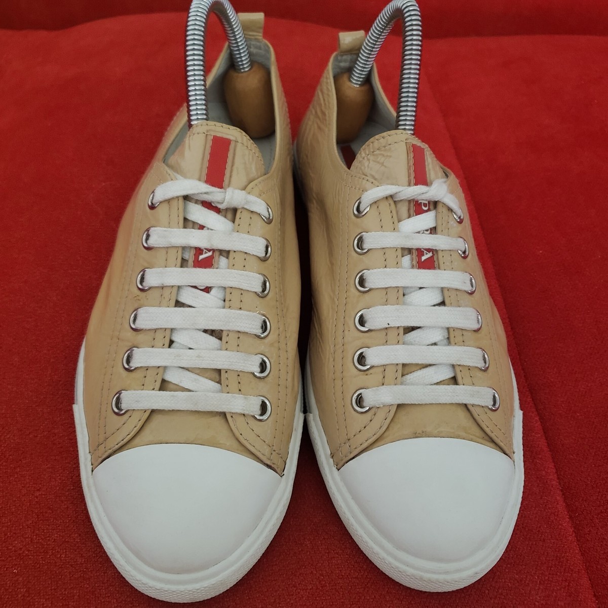 PRADA Casual Shoes Women's Size 8 US 3E/38 5811 Tan Lace Up Deck
