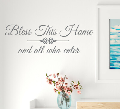 Wall Decal Family Home House Blessing Pray Vinyl GREY 22.5 in x 7.5 in gz321