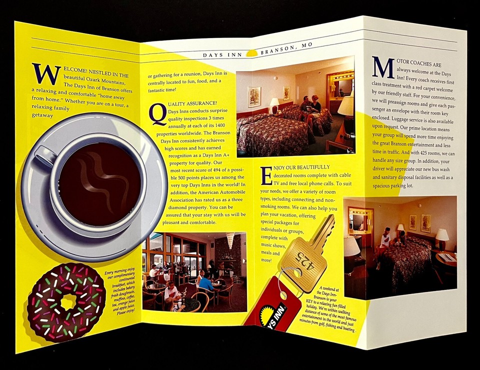 1990s Days Inn Branson Missouri Vintage Hotel Travel Brochure AAA MO