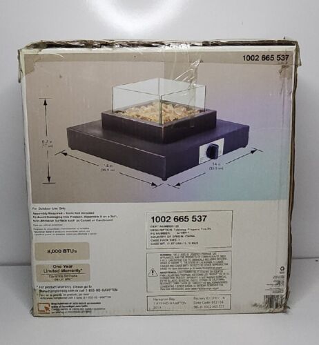 Hampton Bay 14" x 14" x 6.7" 8000 BTU Square Steel Table Propane Pit Fire Bronze - Picture 2 of 2
