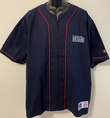 Vintage CLEVELAND INDIANS Russell ZIP Warm-Up JERSEY SEWN LTRS NWT NEW Old Stock
