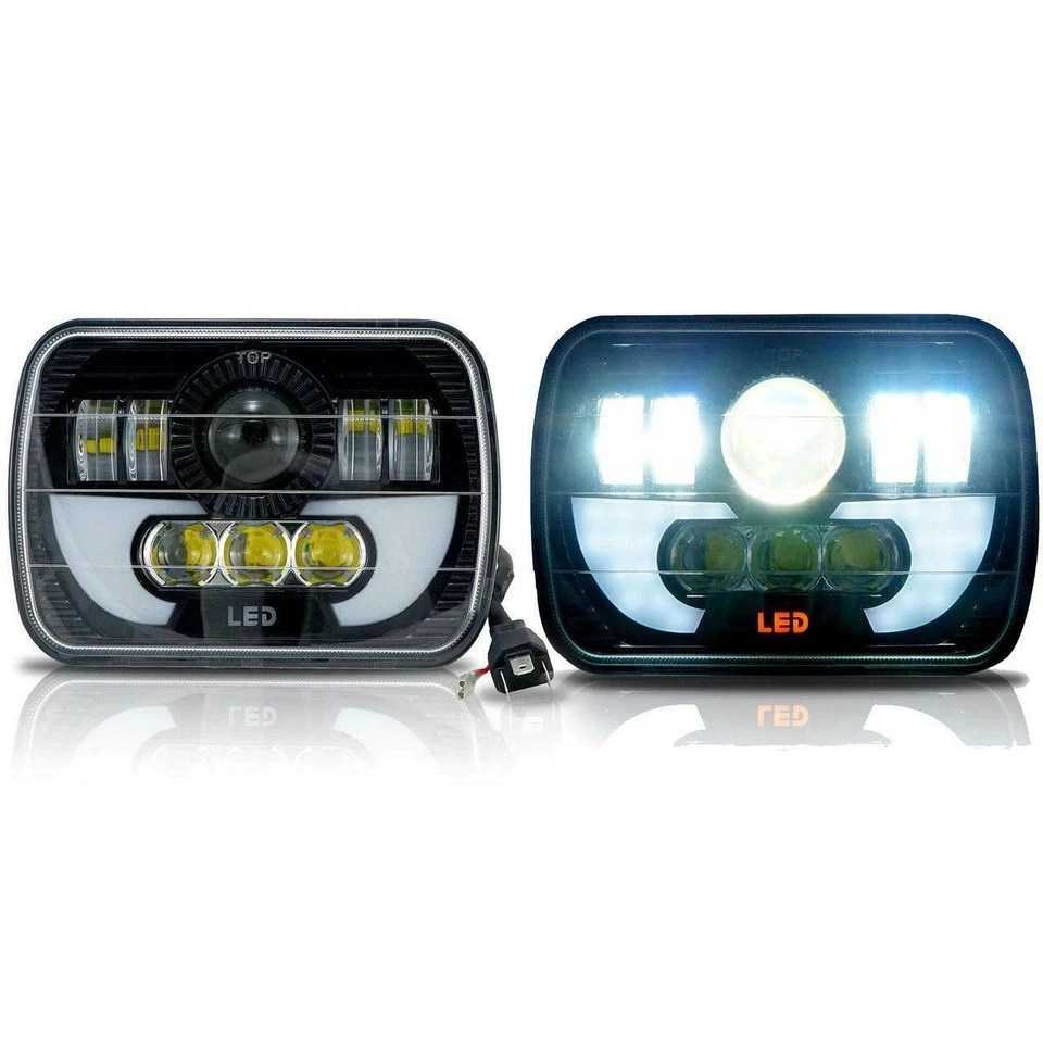 Proyector de faros LED 7x6" 5x7" haz alto DRL para Ford Bronco II Aerostar EE. UU. Foto 2 de 4