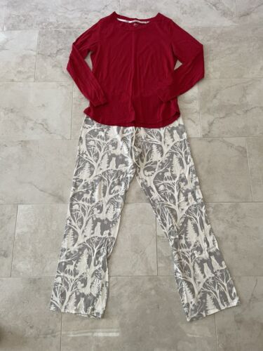 Woman’s Gilligan & OMalley Long Sleeve Pajama Top & Pajama Pant Size M - Afbeelding 1 van 4