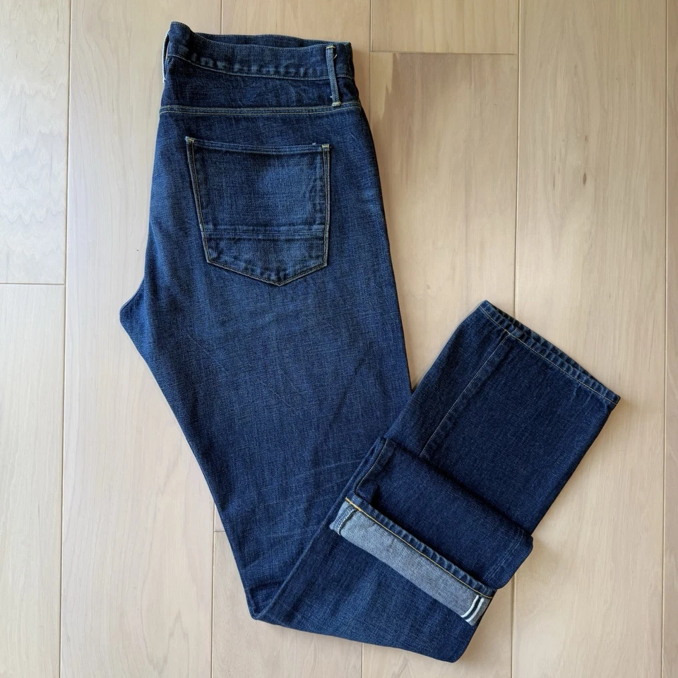 3x1 Selvedge Jeans 36 Blue Dark Wash Minimalist Workwear Straight Made in USA - Image 2 of 4