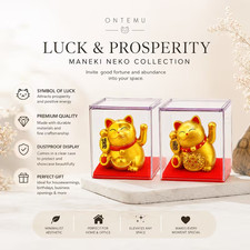 Lucky Golden Maneki Neko Cat Figurine Japanese Fortune Wealth Prosperity Decor 2