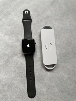 Apple Watch Series 3 42mm Stainless Steel Silver, Black Sport Band  Good Working