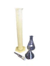 Lab 300mL Erlenmeyer Flask 87mm Powder Funnel Weighing Funnel 500mL Cylinder 4Pc