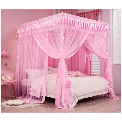 Elegant Queen Size Bed Canopy - Pink Princess Theme