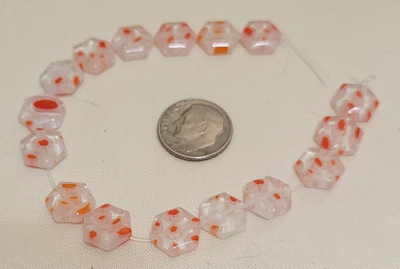 P104 10mm millefiore glass hexagon beads. will combine to save on shipping 