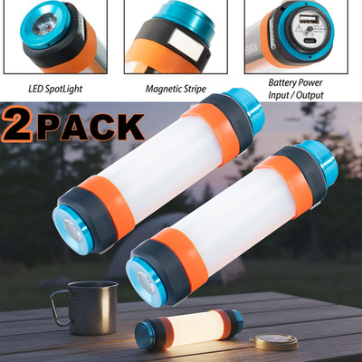 2x Camping LED Flashlight Powerful Rechargeable flashlight Magnetic Lights