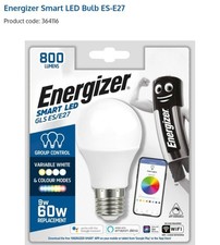 Energizer Smart E27 (ES) GLS-9W LED-Colour Changing Bulb-Alexa-Google-Siri