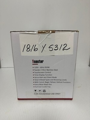 Touch screen Toaster 2 slice,Stainless Steel Digital Timer Toasters with Soun...